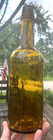 Nice Yellow Amber Colored Cylinder Whiskey Bottle Whittled 1870 s Era Clean L  k