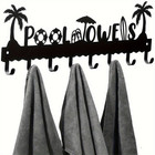 Black Wall Mount Pool Towel Rack Entryway Holder Hanger With 8 Hooks Pool Area