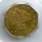 1853 1  California Fractional Gold   Pcgs Bg-530 Au58   Old Holder   Period One