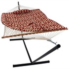 2-person Rope Hammock With Steel Stand And Pad pillow - Royal Red By Sunnydaze