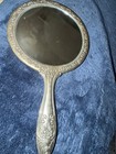 Antique Solid Plated  Silver Hand Mirror With Floral Design