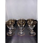 Vintage Gold Banded Cordial Glasses Set Of 6 Mid Century Barware Mcm