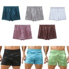 Mens Boxer Briefs Trunks Underwear Silk Satin Basic Boxers Shorts Pajamas Shorts
