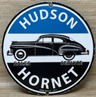 Vintage Hudson Porcelain Dealership Sign Service Station Gas Oil Metal Gasoline