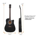 Glarry 41  Unfilled Corner Spruce Front Cutaway Acoustic Guitar W  Bag Black