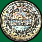 1841 Seated Liberty Half Dime Choice Almost Uncirculated Au  Coin  Toning  29876