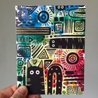 4 Pack Of Blank Greeting Cards Abstract Art Cats Anomelina