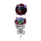 925 Sterling Silver Round Basket Stud Earrings   8mm Mystic Topaz Gems stunning 