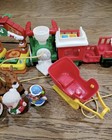Fisher Price Little People Christmas Lot Main Street Santa Mrs  Claus Reindeer 