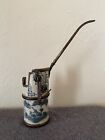 Antique Lao chinese  Water Pipe  Ceramic Brass Stem     Rare Collectible  Asian