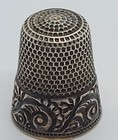 Antique Mkd Ketcham Mcdougal  named Engraved  Gold Band Sterling Sewing Thimble