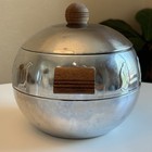West Bend Penguin Chrome Hot Cold Server Ice Bucket Wood Handles Mcm Vintage