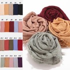 Women Cotton Scarf Long Hijab Solid Color Shawls Muslim Scarves Headscarf Wraps