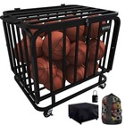 Ball Cart - Basketball Cart With Wheels  Ball Cage Garage Sports Equipment 