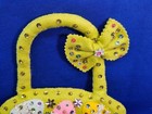 Vtg Felt Applique Green Basket Of Easter Eggs Decoration Magnetic Beads Sequins