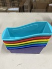 Storex Large Book Bin  Interlocking Plastic Organizer  6 Pack 