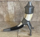 Vintage Haugrud Pewter Norway Handmade Viking Drinking Horn W  Stand   Finial