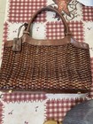 Vintage Etienne Aigner Woven Brown Leather Satchel Handbag Ec Basketweave 