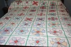 30 s Handmade Vintage Flower Applique Quilt hand Quilted 96 X 86 Embroidered Atq