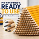 Wood-cased  2 Hb Yellow Pre-sharpened Pencils With Top Erasers 170 Pack  