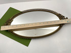 Vintage Ornate Flower Birds Oval Vanity Dresser Mirror Tray Brass Metal 18 X 9