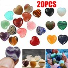 20pcs 20mm Natural Crystal Quartz Carved Heart Shaped Healing Love Gemstones