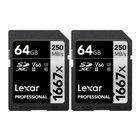 Lexar Professional 64gb 1667x Uhs-ii Sdxc Memory Card 2-pack Fast