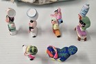 Vintage Chinese Clay Miniature Figurines Lot Of 6 Mini Hand Painted Figures