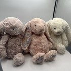 Jellycat Bashful Bunny Lot Of 3 Medium White  Retired Blossom Pink  Dusty Purple