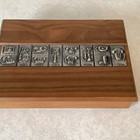 Vintage Mid-century Modern Rosewood Box With Decorative Metal Inlay Panels  60 s