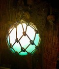 Tiki Bar Glass Float Light Lamp 10    Real Drilled Vintage Japanese Fishing Ball 