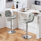 2pcs Adjustable Kitchen Counter Stools Modern Pu Leather Swivel Bar Stool