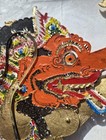 2 Shadow Leather Puppets Wayang Kulit Java Hand Made On Wood Stands