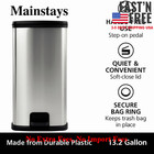13 Gallon Trash Can Plastic Rectangular Step Kitchen Trash Garbage Can Silver