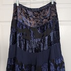 Heart Moon Star Velvet Floral Maxi Skirt Womens Size 4 Blue Boho Whimsygoth