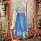 Vintage 1970s Butterfly Print Wrap Skirt Midi Boho Blue White Hippie