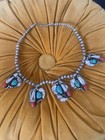 Vintage Navajo Sterling Silver Turquoise Squash Blossom Necklace 19 