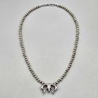 Sterling Silver Navajo Bench Bead Naja Pendant Necklace Southwest Native Squash