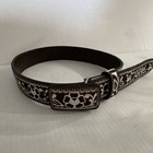 Kids Brown   White Tooled Floral Belt Size 30 1 5  Width Adjustable Buckle