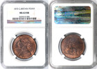 Great Britain 1870 Victoria Bronze Penny Ngc Ms-63 Red   Brown Scarce Date  