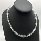 Vintage Clear Faceted Crystal Ladies Unique Shape Beaded Necklace 23 