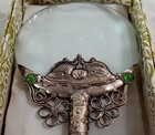 Antique Jade-handled Magnifying Glass Ornate Silver Plated Detailing Moth  6 