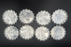 Set Of 8 Vintage Aluminum Coasters Embossed Floral Flowers Metalware Mcm 