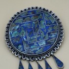 Vintage Sterling Silver Taxco Mexico Pin Pendant Lapis Turquoise Mosaic Brooch