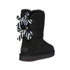 Ugg Bailey Bow Ii Diagonal Stripes Black Suede Sheepskin Womens Boots Size 7 New