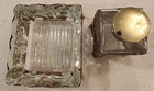 1950s Glass Filigree Vanity Set Of 2 Splash Perfume   Soap Tray Set