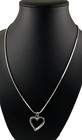 Vtg Silver Tone Heart Pendant Necklace 18  Cable Chain Sculpted Modern Design
