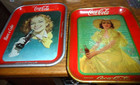 2 Lot Original Vintage 1938   1948 Coca-cola Trays Lady Soda Advertising Coke