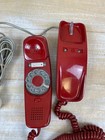 Vintage Bell System Red Trimline Rotary Wall Desk Telephone For Parts Or Repair