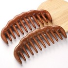 Natural Sandalwood Hair Comb Wide Tooth Wooden Detangler Scalp Massager Brush